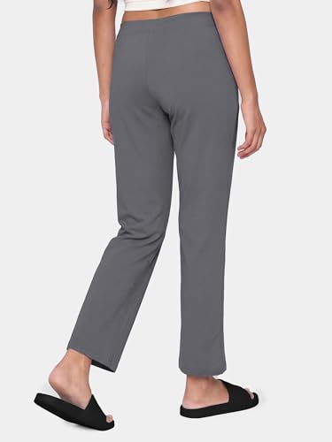 Image of Enamor Mid Rise Regular Length Drawstring Closure Lounge Pants for Women - Slim Fit, Soft and Breathable Stretch Cotton - E014