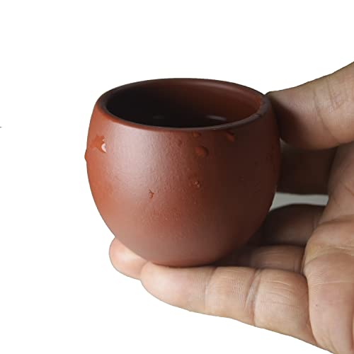 Yxhupot Teacup 2Pcs Chinese Yixing Clay Genuine Red Dahongpao Zisha Gongfutea Cups 80Ml (Round Drum Red) #TOP5