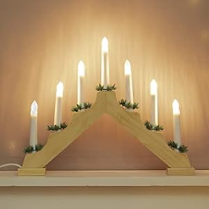 The Christmas Workshop 70730 Wooden Christmas Candle Bridge / Pine Wood Finish / Christmas Lights & Decorations / 40cm x…