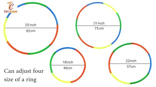 Image of Toy Cloud Octa Hula Hoop for Adults Exercise Octa 8 Interlockable for Gymnastics Kids, Girls, Women, Men, Weight Loss Hoola Hoop Ring, Adjustable in 4 Size 18 to 29 Inch - Multicolour