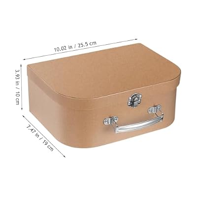 HOMSFOU Kraft Paper Storage Suitcase 10X10X10 Inches Multipurpose Decorative Box for Jewelry Stationery Wedding Party Favors Travel and Home Organization