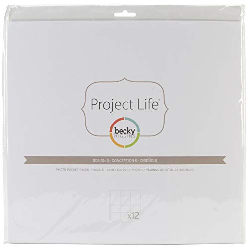 Becky Higgins 380004 Project Life Photo Pocket Page Protector-12 x Design A (12 Piece), 34.6 x 34.6 x 0.6 cm, Clear