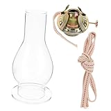 Forte durabilité: fabriqué en alliage d'aluminium, verre, matériau de corde, pas facile à endommager, peut être utilisé pendant longtemps, raccord au kérosène de style vintage, régulateur de lampe au kérosène