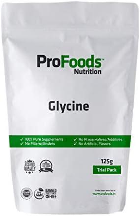 ProFoods Glycine Powder - Pure, Unflavored, 125g | Non-GMO | No Preservatives, No Additives. No Fillers, No Binders