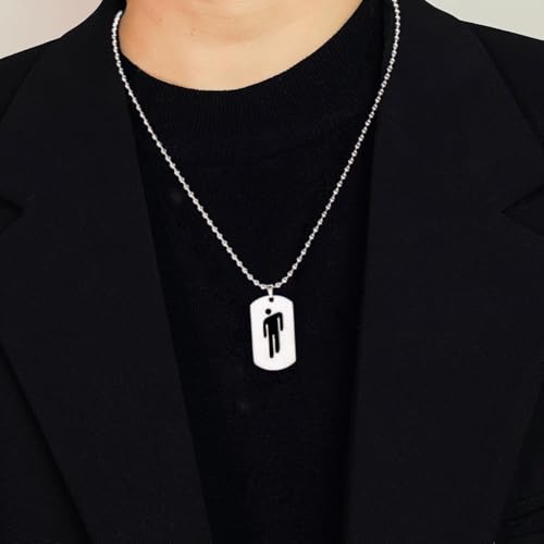 AOLIAY Damen & Herren Edelstahl Menschliche Halskette,Silber Edelstahl Ketten Mit Anhänger,Mode Hohl Square Plaque Schmuck Hip-Hop Souvenir Geschenk,Straße Lässige Halsketten für Party Reisen