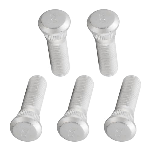 leechio 5 PCS Car Wheel Studs, M12x1.5 Steel Rust Prevention Fixed Wheel Hub Bolts Kit, Safety Anti-Theft Nut Replacement Parts 90942-02049, Compatible with Chevy Lexus Toyota Scion Pontiac (Silver)