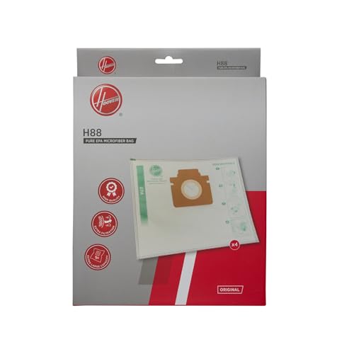 HOOVER H88 Sacs Aspirateurs Hoover, Compatibles avec les aspirateurs H-ENERGY 500, sacs d'origine en microfibre, pure EPA, paquet de 4 pièces