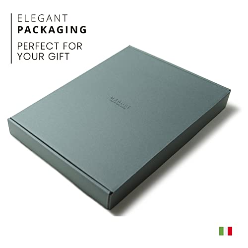 Image of Premium Maruse Leather Portfolio Padfolio - Executive Folio for Men and Women with Zipper, Folio Document Organizer, Laptop Sleeve, iPad Case and Folder - Made in Italy, Navy Blue