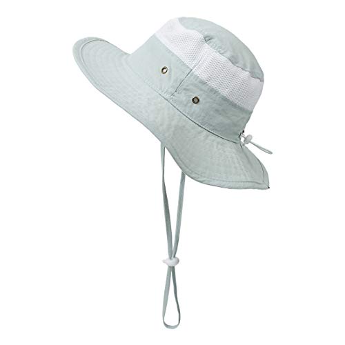 Image of Baby UPF 50+ Adjustable Drawstring Stay-on Chin-Strap Wide Brim Breathable Bucket Sun Hat 0M-5T