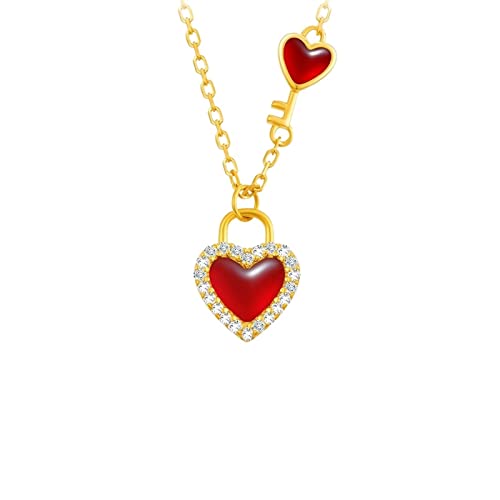 Collier Love Key Lock en argent 925, le cadeau vintage idéal pour elle