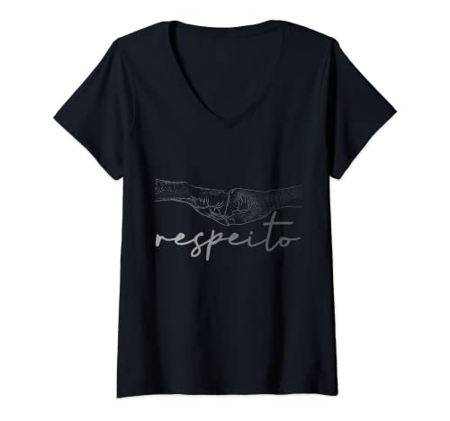 Mujer BJJ Gift Co: Respeito (Respeto) Medio tono BJJ Camiseta Cuello V