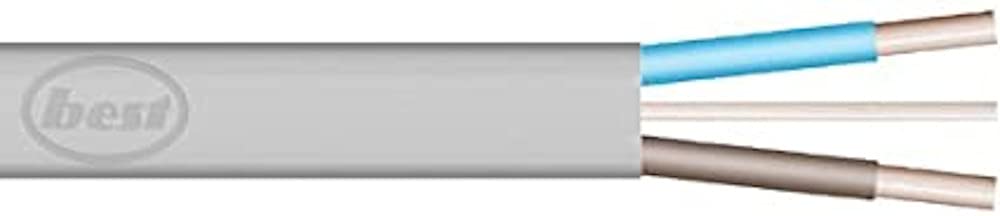 Merriway BH05690 Twin and Earth Flat Cable, 6242Y 6.0mm Grey, 10 Metres (33 feet), White, 10 m/6.0 mm