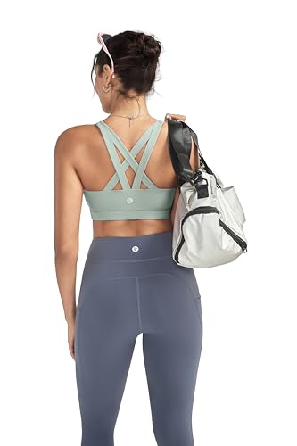 Image of RUNNING GIRL Sports Bras for Women,Padded Strappy Sports Bras Criss-Cross Back Medium Support Sports Bras with Removable Cups