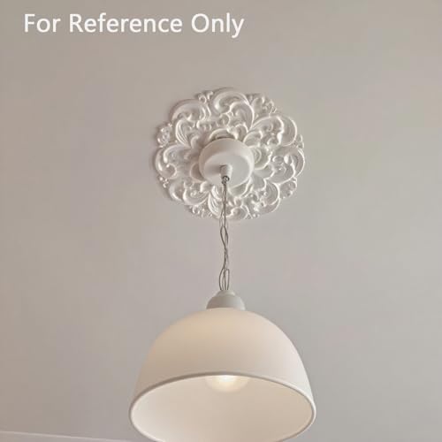 Image of Ceiling Medallion 2Pcs, 12 x 1.57 Inches, White ABS | Whole Circle, Fits 1.57 Inch Canopy, European Vintage Carving, Decor For Chandeliers & Ceiling Fans, Made of Plastic