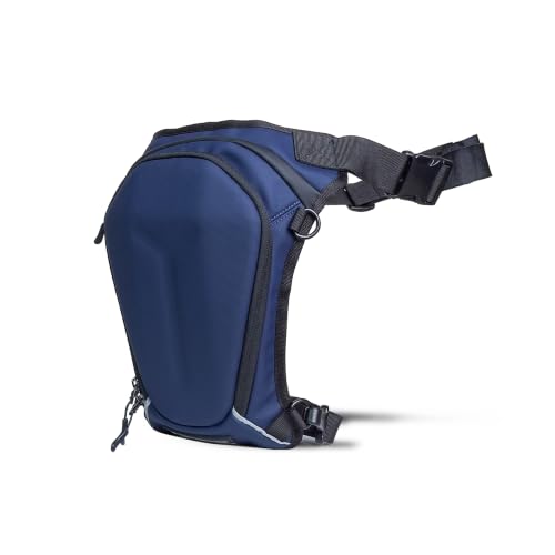 Image of Carbonado Turtle Bags, Thigh Bag for Bikers, Fanny & Waist Bag for Man Woman; Multipurpose Water Repellent Utility Pouch, Cross Body, Strap to Leg & Hip for Motorcycling, Outdoor & Hiking - Blue