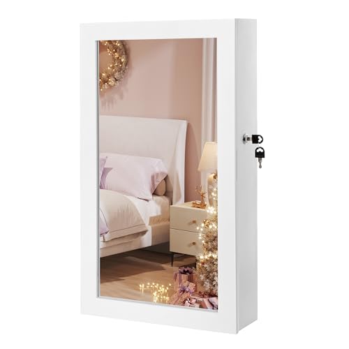 SONGMICS Lockable Jewelry Cabinet Armoire with Mirror