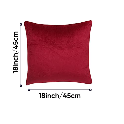 Image of Amazon Brand - Umi Velvet Decorative Cushion Cover 18x18 Inch - Set of 5, Soft Solid Square Throw Pillow Covers for Sofa, Living Room or Home Decor - 45x45 cm in Wine Color