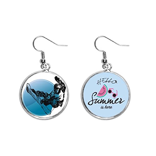 Pendientes de sandía de verano con diseño original de deporte de invierno