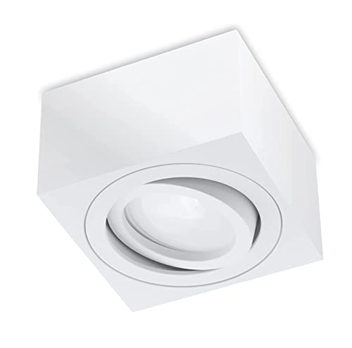 lambado® Flache LED Aufbauleuchte/Deckenstrahler Set inkl. 230V 5W Spots dimmbar - dezente Aufbaustrahler/Deckenspots (eckig, weiss, schwenkbar)