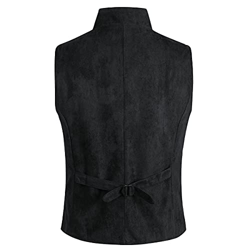 Cloudstyle Mens Double Breasted Velvet Dress Vest Gothic Steampunk Prom Stage Waistcoat3