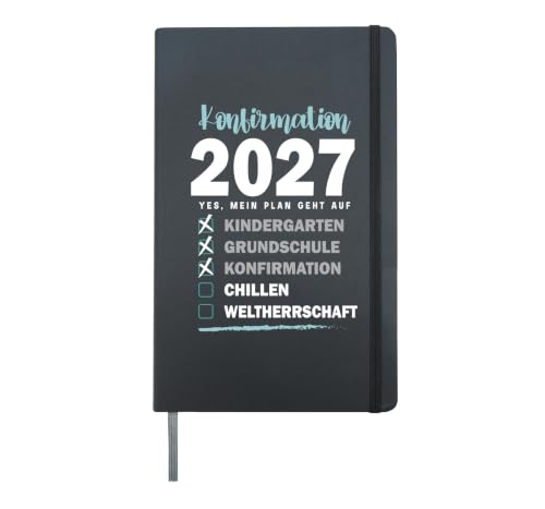 Confirmation 2027 Funny Checklist Shirt Plan Works Outfit Hardcover Journal, Black