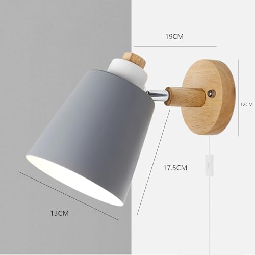 Lámpara de pared madera vintage E27 interior aplique negro giratorio 5