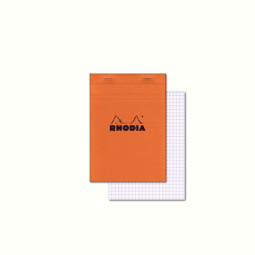 RHODIA 16200C - Bloc-Notes Agrafé N°16 Orange - A5 14,8 x 21 cm 14,8 x 21 cm - Petits Carreaux - 80 Feuillets Détachables - Papier Clairefontaine Blanc 80...
