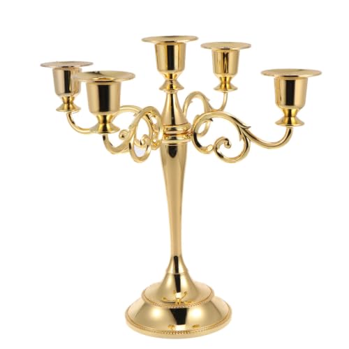 Bougeoir de Mariage Or Style Européen à 5 Branches Solution Déco Table Restaurant