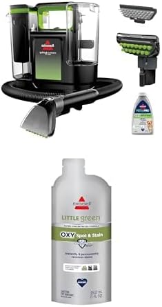 BISSELL Little Green Max Pet Portable Carpet and Upholstery Deep Cleaner + NEW BISSELL Little Green Pro Oxy Spot & Stain Super Concentrate Cleaning Formula for Portable Deep Cleaners