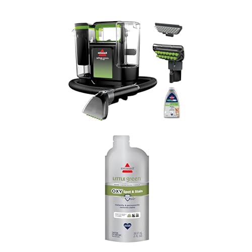 BISSELL Little Green Max Pet Portable Carpet and Upholstery Deep Cleaner + NEW BISSELL Little Green Pro Oxy Spot &amp; Stain Super Concentrate Cleaning Formula for Portable Deep Cleaners