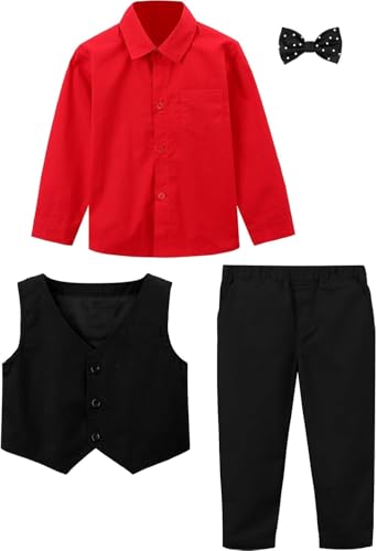 Image of A&J DESIGN 4pcs Baby & Toddler Suit, 12 Months - 5T, Shirt & Pants & Vest & Bow Tie