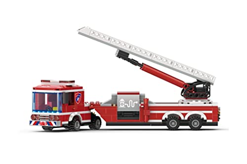 Apostrophe Games Fire Truck Building Block Set - 294 Pieces - Fire Fighter Building Blocks (Extended Ladder Firetruck), Learning and Education for Boys & Girls - Ages 10+