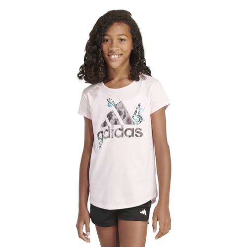 adidas Girls' Short Sleeve Cotton Scoop Neck Tee T-Shirt3