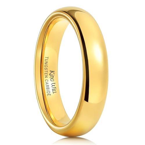 King Will GLORY Bague Homme 4mm Tungstène Plaqué Or – Anneau Bombé Poli Brillant, Confortable pour Mariage 64.7 (20.6)