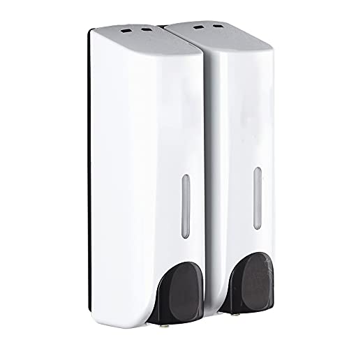 Dispensador de jabón Pared Doble Cabezal, 350 ml X2, Material ABS, Blanco y Negro | White