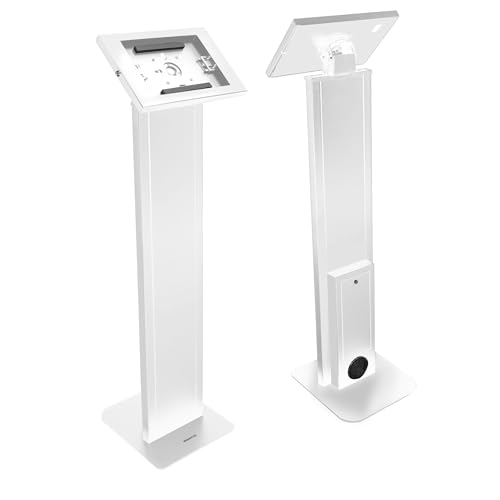 Image of Mount-It! Anti-Theft iPad Floor Stand Kiosk, Locking Tablet Floor Stand for iPad Gen 7-11 & A16, Air & Pro (10.2 inch-11 inch), Commercial Kiosk for Retail, Lobby & Trade Show, White