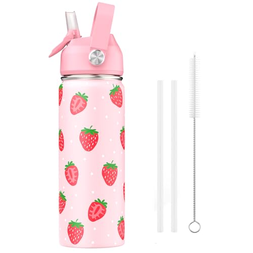 ACESAK 18oz Kids Insulated Water Bottle with Straw Lid 18/8 Stainless Steel