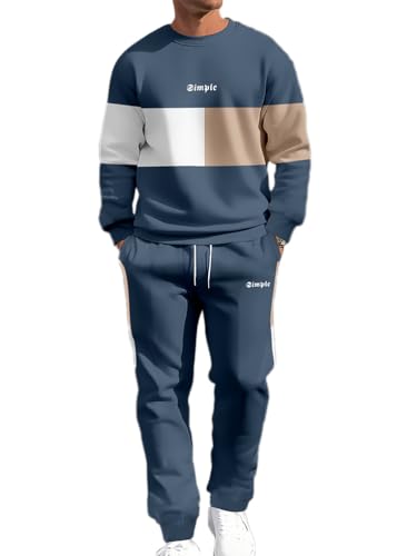 seiveini Survetement Homme Ensemble Jogging 2 Pièces Survêtement à Manches Longues Ensembles Sportive Activewear A Bleu L