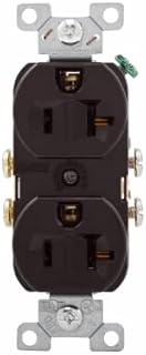 Cooper Wiring Arrow Hart CR20B Straight Blade Duplex Receptacle, 125 VAC, 20 A, 2 Poles, 3 Wires, Brown