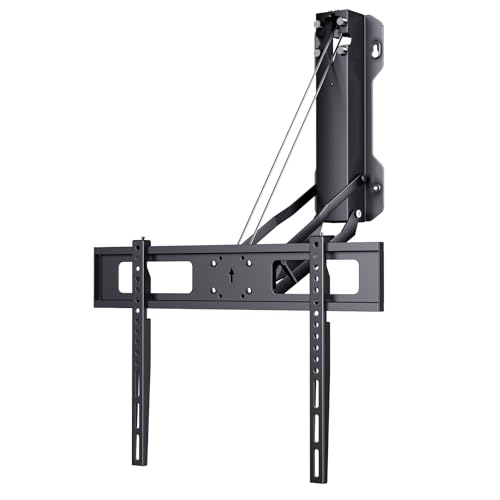 Motorized Pull Down TV Mount Over Fireplace, Electric Height Adjust with Remote Control, Full Motion Wall Bracket for 32