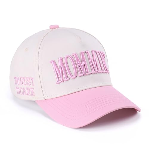 Image of Vintage Two-Tone Trucker Hat Adjustable Baseball Cap with Mommin Embroidery Ponytail Fit Unisex Outdoor Casual Headwear