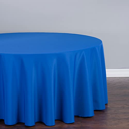 LTC LINENS 5 Pack 120 Inch Round Tablecloth Royal Blue - Bulk for 60 Inch Round Table Floor Length - Wrinkle Resistant Polyester Fabric Cloth for Wedding - Thumbnail 3