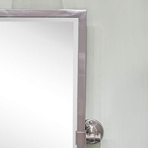 Image of TEHOME Pivot Mirror Brushed Nickel Tilt Rectangle Bathroom Mirror Tilting Metal Framed Beveled Vanity Mirrors, Overall 23.9 x 24 inches (Mirrror 20 x 24 inches)