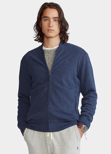 POLO RALPH LAUREN Men's Double Knit Luxury Jersey Full Zip Baseball Sweater (Navy Heather, XX-Large)2