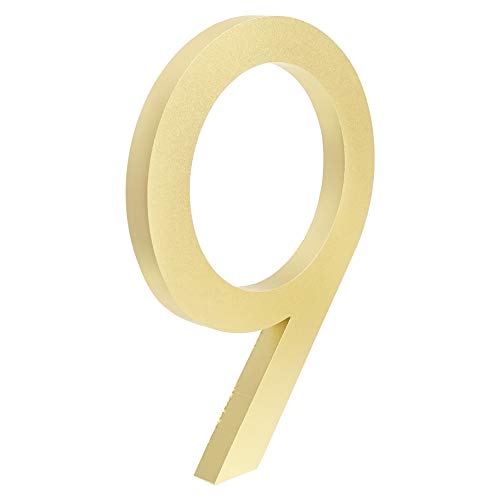 Hasware Floating House Number 6 Inch Stylish Door Numbers Alphabet Plaque Street Home Address Numerals (Golden, 9) #TOP16