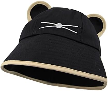 Amamcy Cute Cat Bucket Hat for Women Girls Fisherman Cap Outdoor Wide Brim Bowler Cloche Beanie Cap Spring Summer Fall Hat
