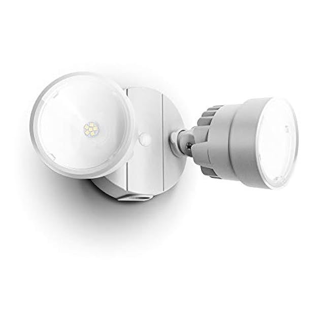 LUTEC P6221W 2000 Lumen 18 Watt 28 LED Dual-Head Flood Light Outdoor, Waterproof Exterior Security Wall Light for Patio, Garden,Yard-White