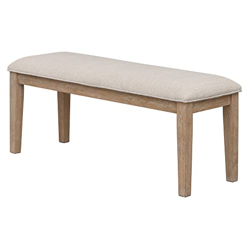 Lepfun 6 - Piece Dining Set, Classic And Traditional Style Dining Table And 4 Upholstered Chairs & Bench, Natural Wood Wash #TOP3