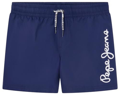 Pepe Jeans Logo Swimshort, Swim Trunks Niños, Azul (Navy), 10 años