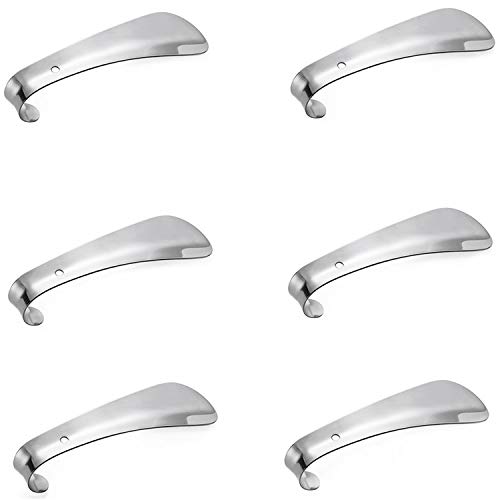 Limited Stock MIAO JIN 6 Pcs Stainless Steel Shoe Horn Small Handled Pocket Shoe Horn Shoehorn (Silver)